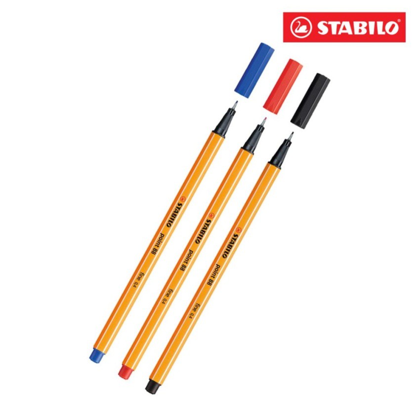 Bộ 3 Bút kim STABILO point 88 0.4mm xanh+ đỏ+ đen (PT88-C3A)