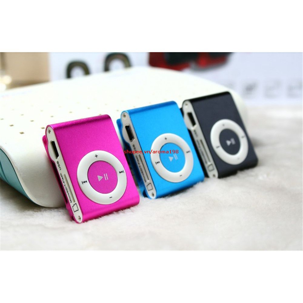 [Giá Tốt]Máy Mp3 Shuffle VỎ NHÔM Có Khe Cắm Thẻ Nhớ