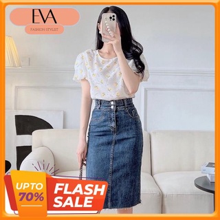 Áo sơ mi nữ hoa cúc cài cúc ngọc sau gáy chất liệu voan tơ xước mềm mịn thoáng mát thiết kế Evafashion