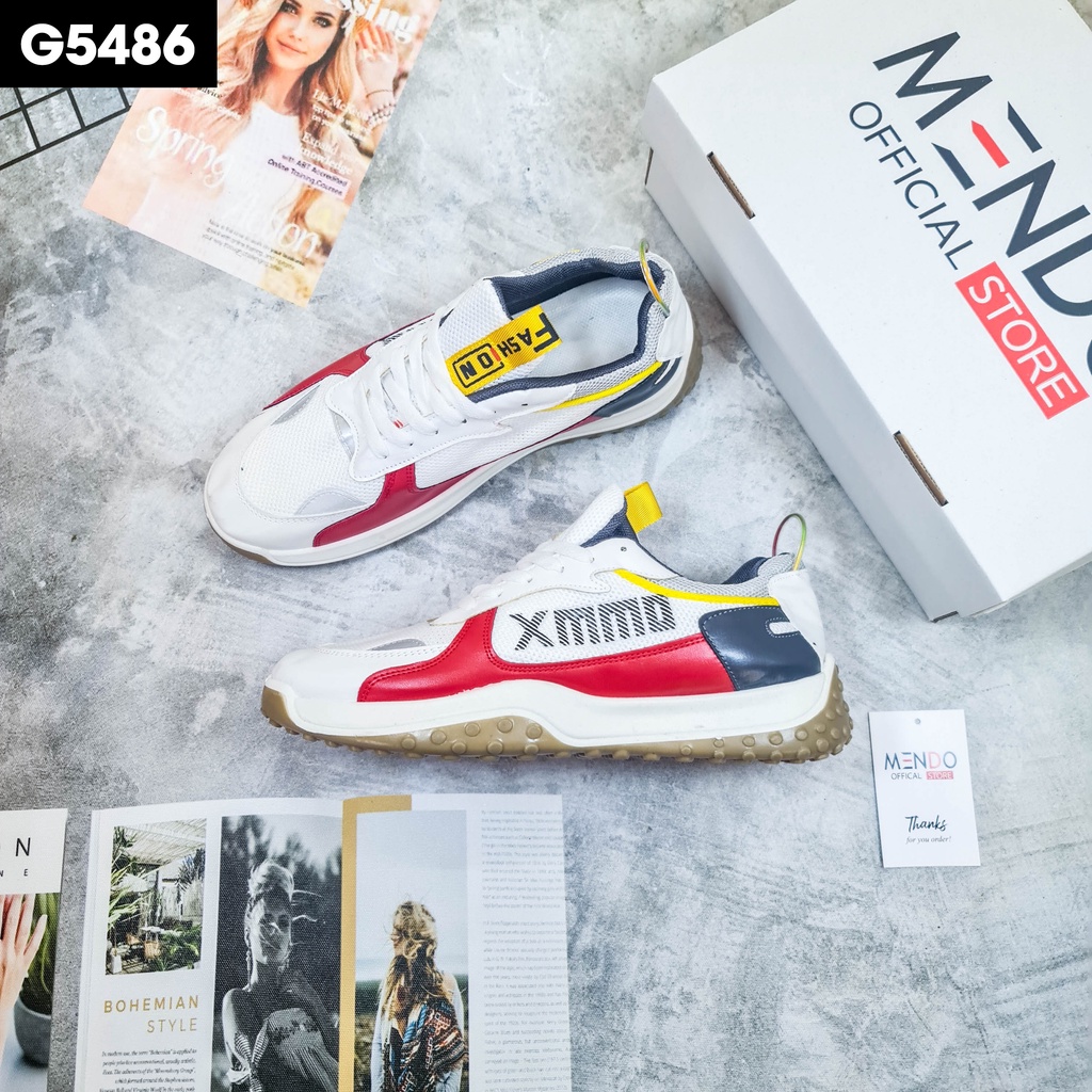 Giày Thể Thao Nam MENDO - Giày Sneaker Màu Xám - Trắng - Đen, Đế Cao Su, Thoải Mái, Êm Chân - G5491