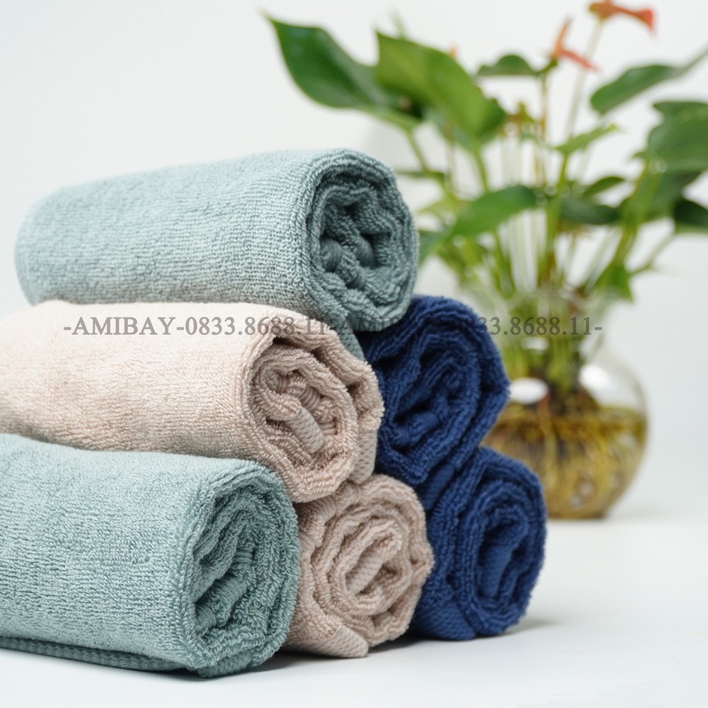 KHĂN MẶT 100% COTTON CAO CẤP DÀY DẶN, MỀM MẠI THẤM HÚT TỐT KÍCH THƯỚC 30x50 AMIBAY