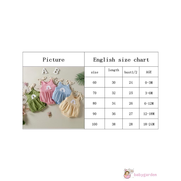 Bộ Áo Liền Quần Sát Nách Họa Tiết Cầu Vồng Dễ Thương Cho Bé Gái 0-24 Tháng Tuổi