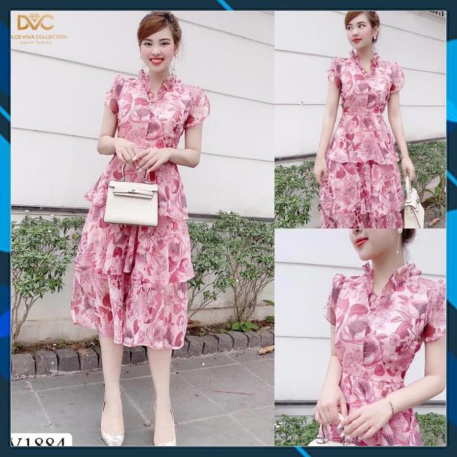 Váy Xòe Nữ, Đầm Hoa Tầng Cổ Viền Bèo Chất Voan Tơ 2 Lớp Siêu Phẩm Cho Bạn Nữ. . | BigBuy360 - bigbuy360.vn