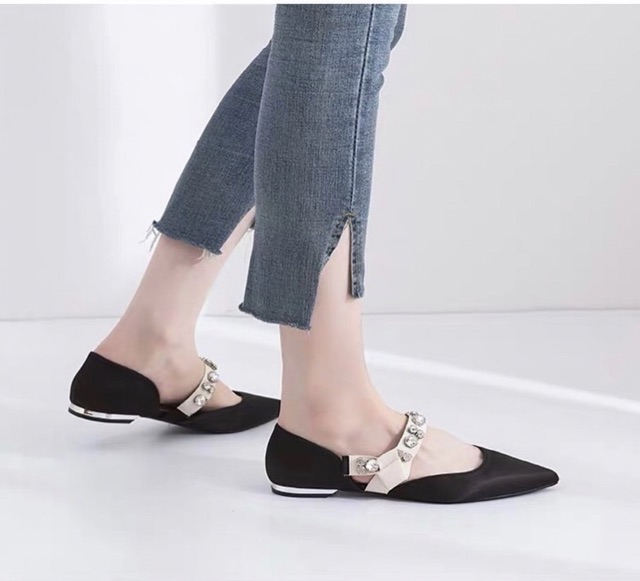 GIÀY BỆT ZARA QUAI NGANG ĐÍNH ĐÁ