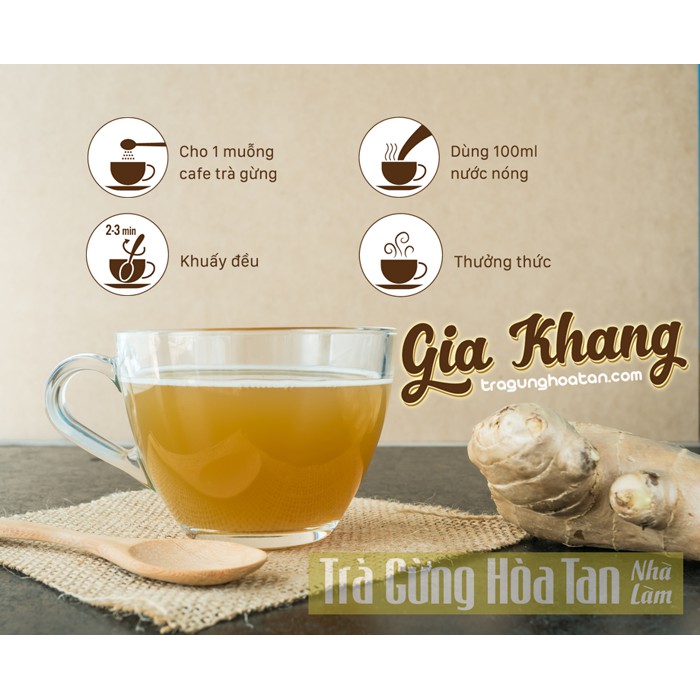 Trà gừng hòa tan Gia Khang giải cảm nhà làm