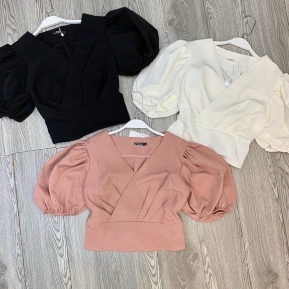 Áo croptop nữ kiểu cổ V đắp chéo siêu xinh