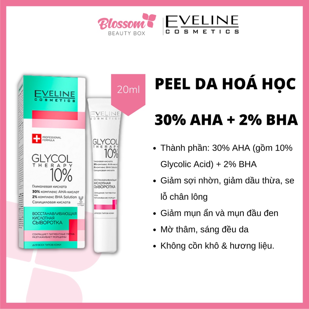 Tẩy da chết PEEL da hoá học tại nhà EVELINE GLYCOL Therapy 10% (20ML)