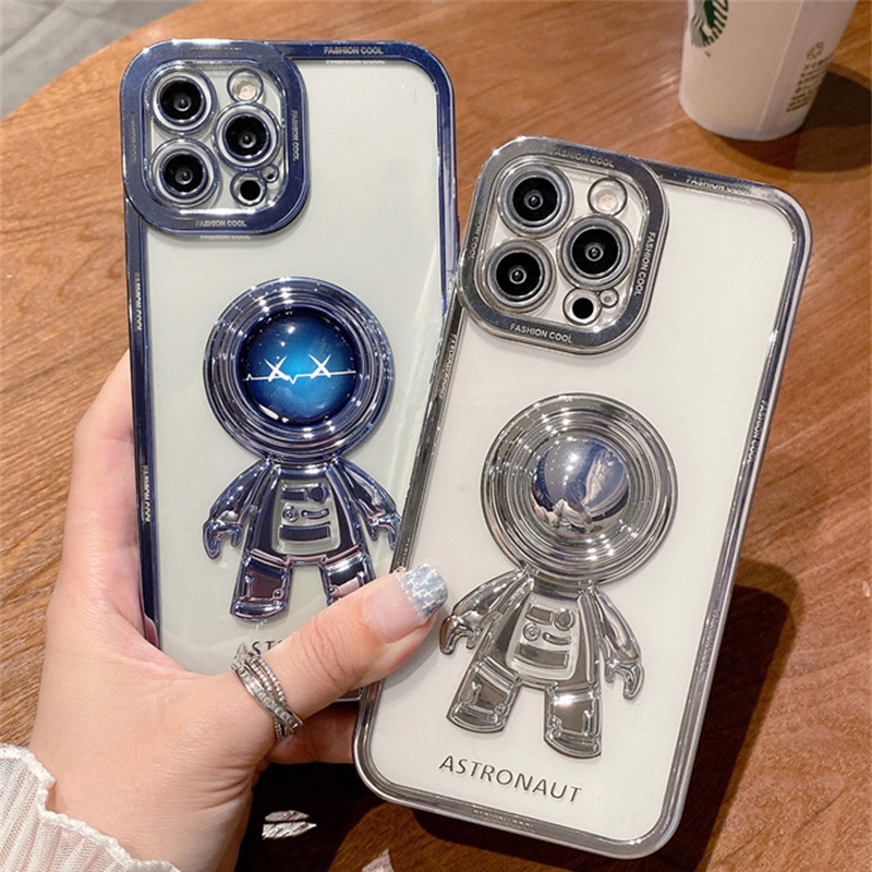 Ốp Điện Thoại Mềm Trong Suốt Chống Sốc Hình Phi Hành Gia 3D Cho iPhone 11 12 13 Pro Max