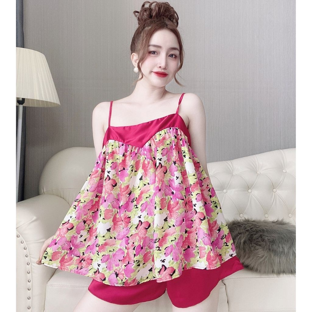 Đồ Ngủ Nữ BIGSIZE Đồ Ngủ Sexy lụa Satin Babydoll cao cấp mềm mại xinh xắn &lt; 62KG