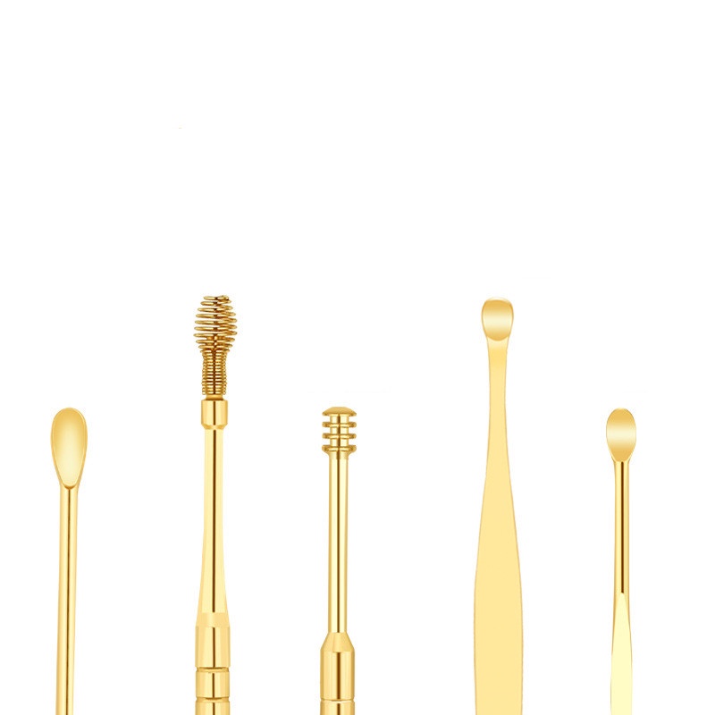 Bộ lấy ráy tai, bộ ngoáy tai, dụng cụ lấy ráy tai 6 món Tặng kèm túi đựng da treo chìa khóa sang trọng