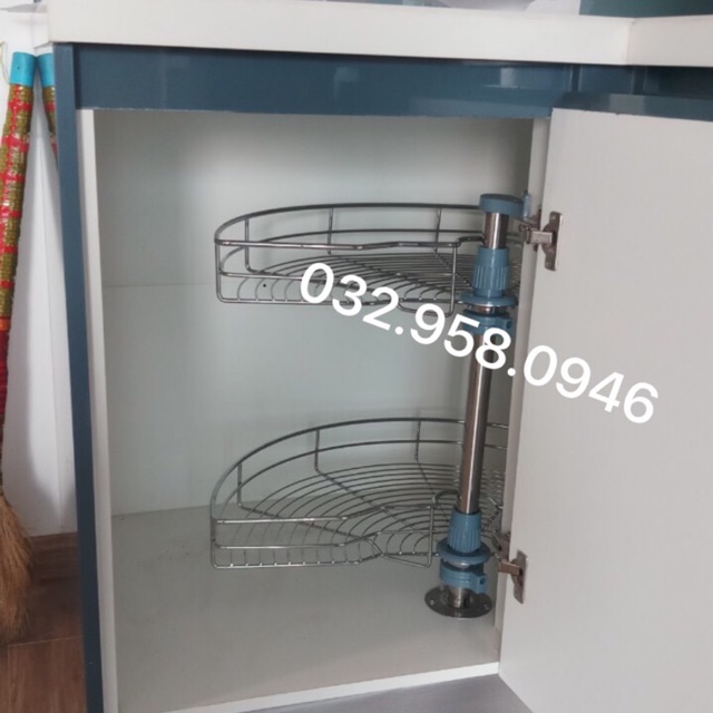 Mâm xoay inox 1/2 cho góc tủ bếp - Có thợ lắp đặt tại Hà Nội