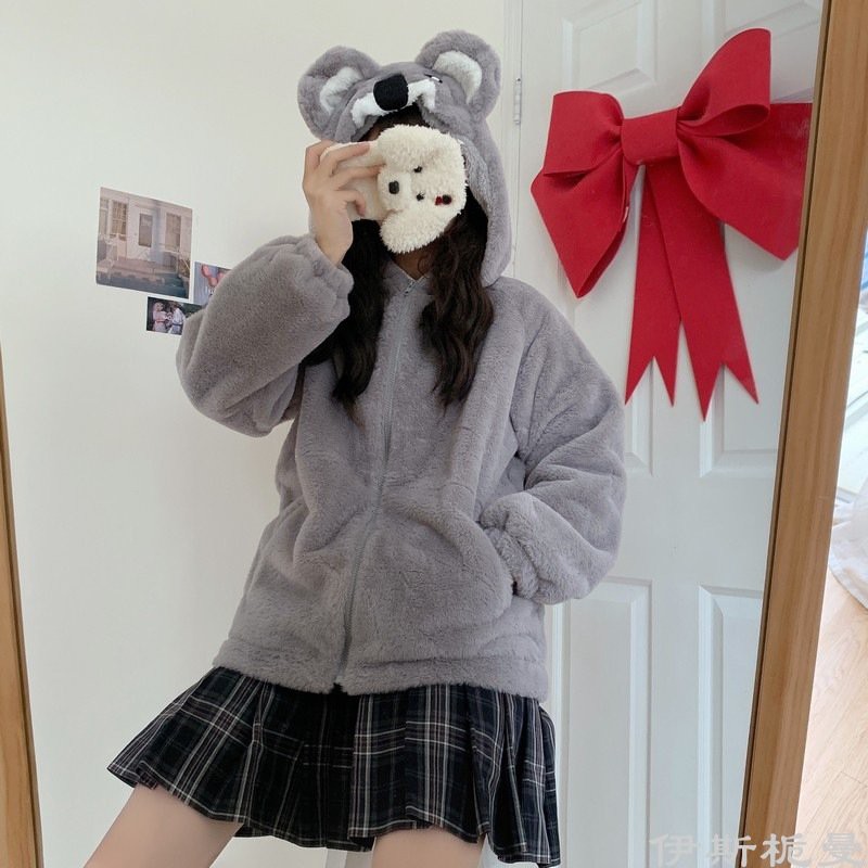 💎FREE SHIP💎 Áo Khoác Nữ Lông Cừu Mũ Gấu Thời Trang siêu CUTE đáng iu | BigBuy360 - bigbuy360.vn