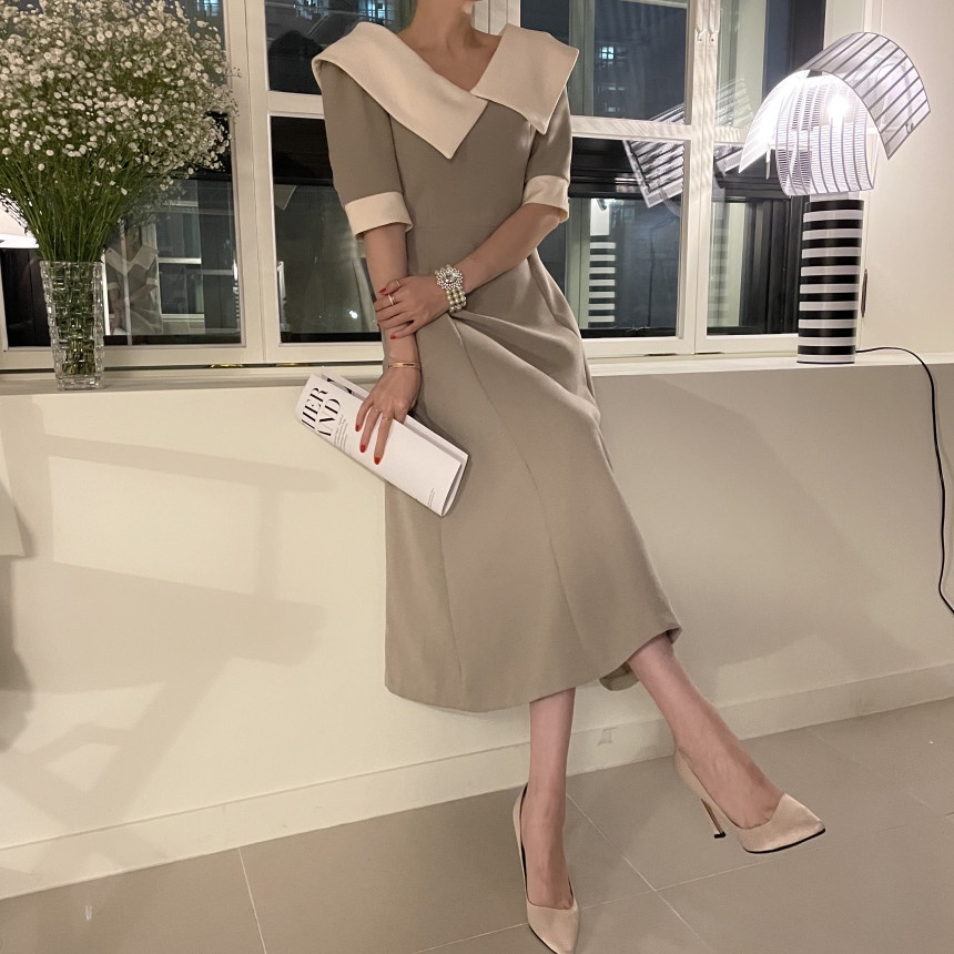 Đầm Công Sở Dáng Dài Cổ Lệch Sang Chảnh VD038 ICC Official Store