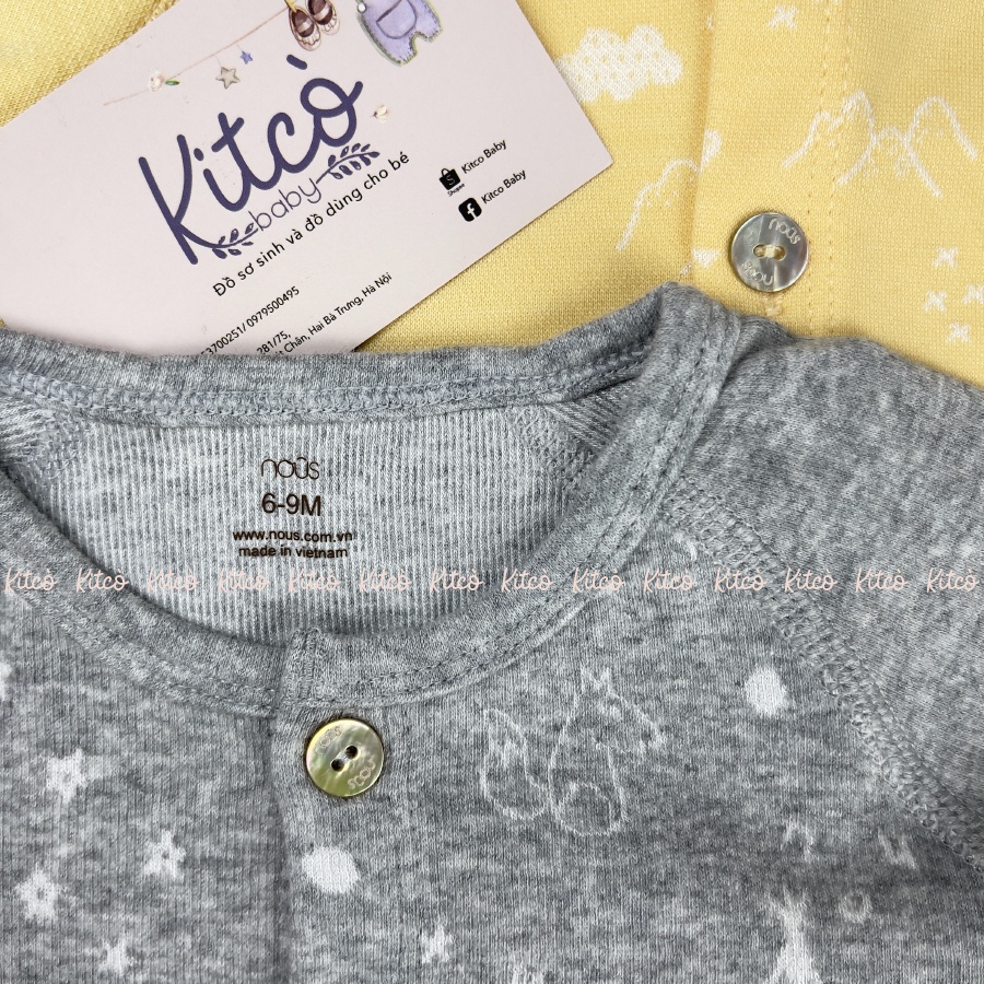 NOUS Bộ cài thẳng dài tay chất Nu Velours