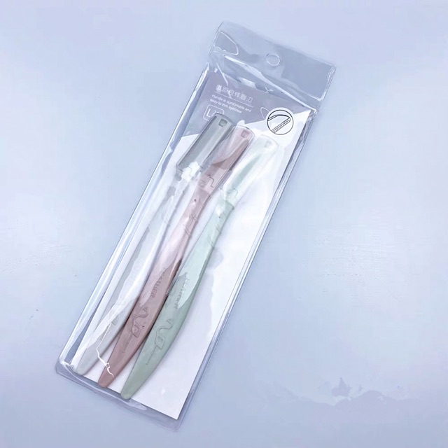 bộ gồm 3 chiếc dao cạo lông mày bỏ túi nhỏ gọn tiện lợi