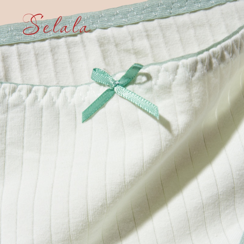 Set 5 Quần Lót Selala Cotton Thoáng Mát Họa Tiết Hoa Quả Phối Nơ Cực Xinh QC37