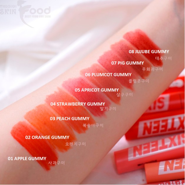 Son Kem Siêu Lì, Mịn Môi, Lên Màu Chuẩn 16Brand Fruit Chu Tint 4.5g