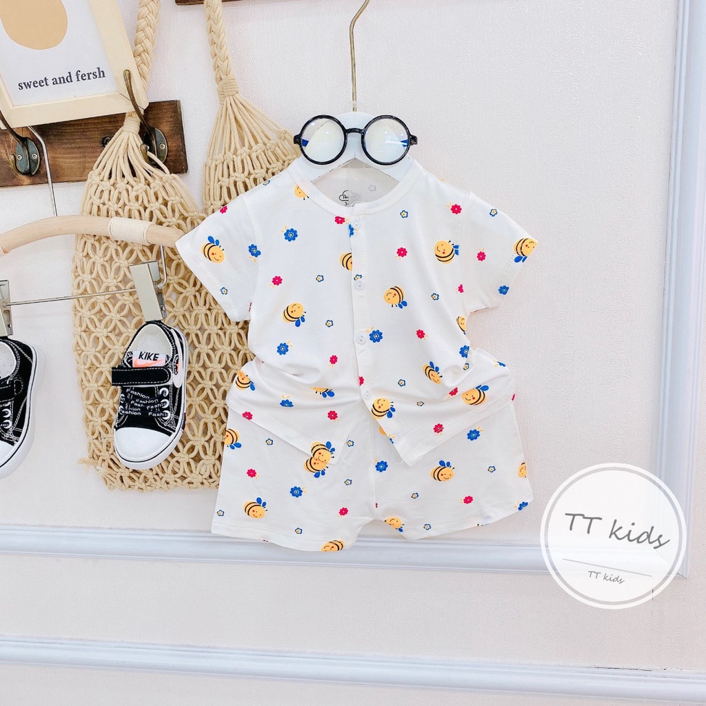 Bộ Cộc Tay Cài Cúc Thun Lạnh Petit Avaslew Cho Bé Sơ Sinh Mềm Mát - Quần Áo Cho Bé Trai Bé Gái Sơ Sinh 4-14KG