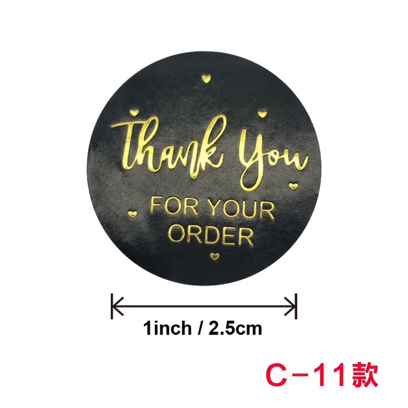 500pcs/roll Round Thank You Stickers for Your Order Sticker Pink Black Gold Seals Labels