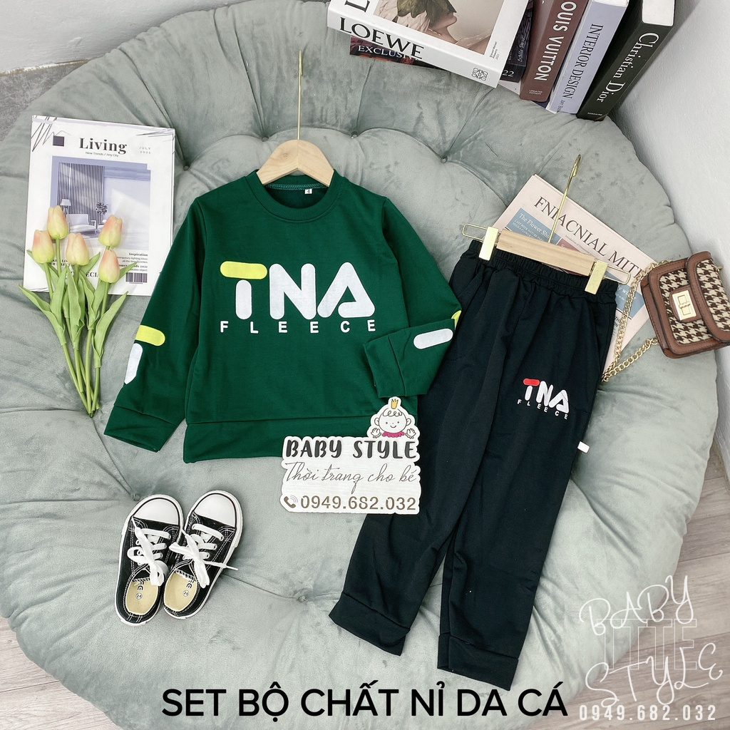 Bộ quần áo thu đông cho bé trai &quot;TNA&quot; 14-45kg. Bộ dài tay ấm áp cho bé trai 4-14 tuổi. Vải nỉ dày dặn. Thoải mái. G51