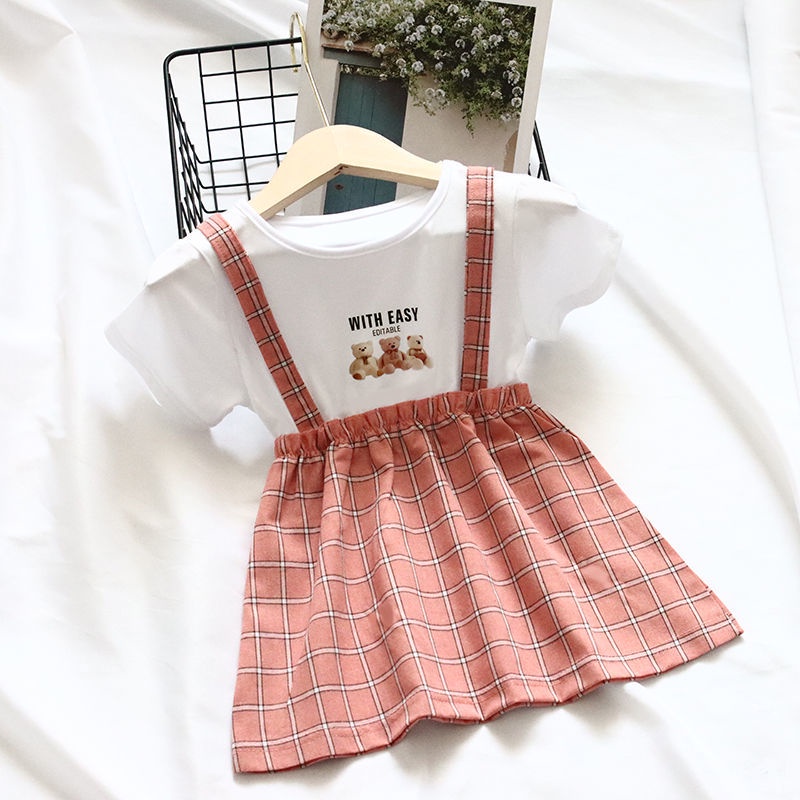 Đầm Yếm Hai Dây Họa Tiết Ca Rô Xinh Xắn Dành Cho Bé Gái