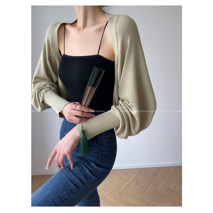 SUXI Áo Cardigan Dệt Kim Mỏng Tay Dài Dáng Rộng Màu Sắc Đơn Giản Dễ Phối Đồ Cho Nữ