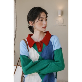 Áo Len Hàn Quốc Phối Cổ đỏ 784