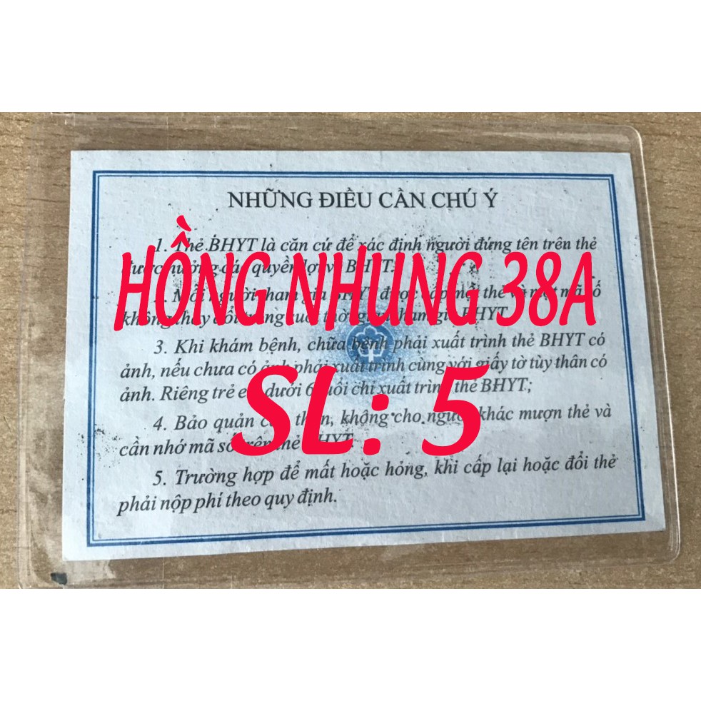 SÉT 5 CÁI BAO NHỰA BỌC THẺ BHYT CÓ NẮP ĐẬY