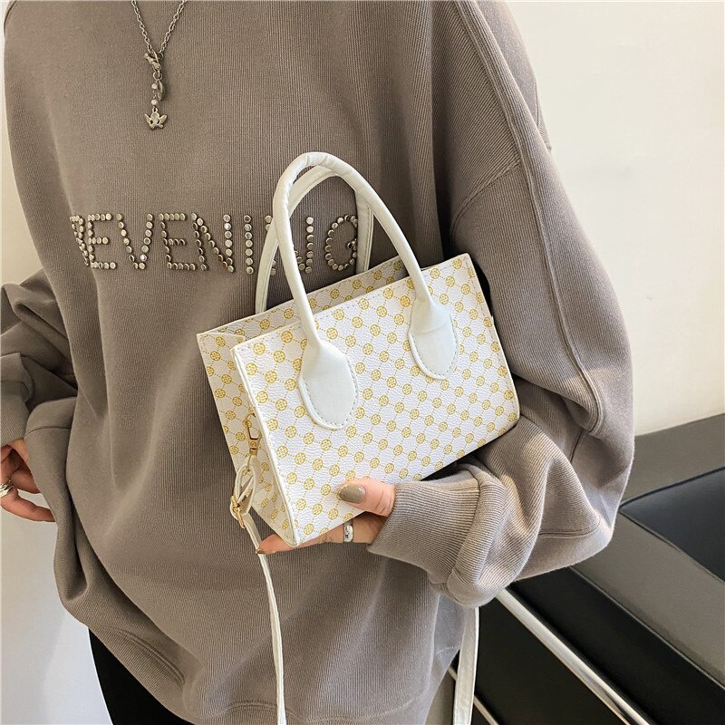 Túi tote đeo vai JASMIN NOIR dáng vuông nhỏ in hoa thời trang đơn giản cho nữ