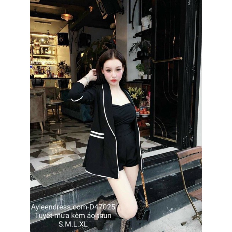 Set vest quần đùi áo vest áo trong viền