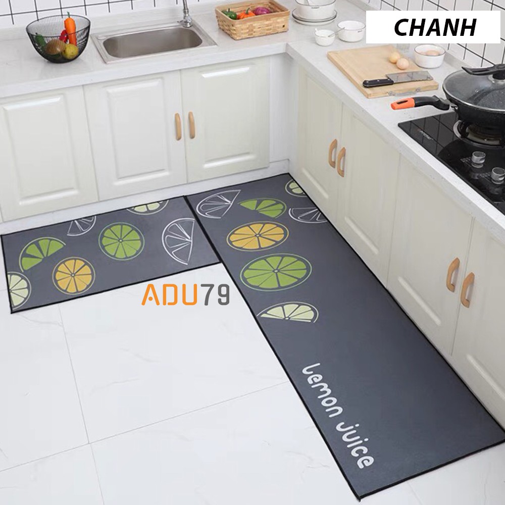 [FREESHIP❤️] Bộ 2 Thảm Bếp 3D Lót Chân Chống Trượt - Set 2 Cái Đế Dày Hàng Cao Cấp: 40x60cm và 40x1m2