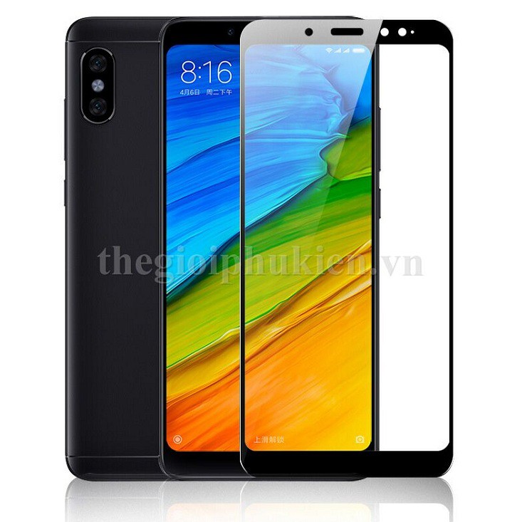 Dán kính cường lực full 5D tràn màn hình Xiaomi Redmi Note 5 phủ màu