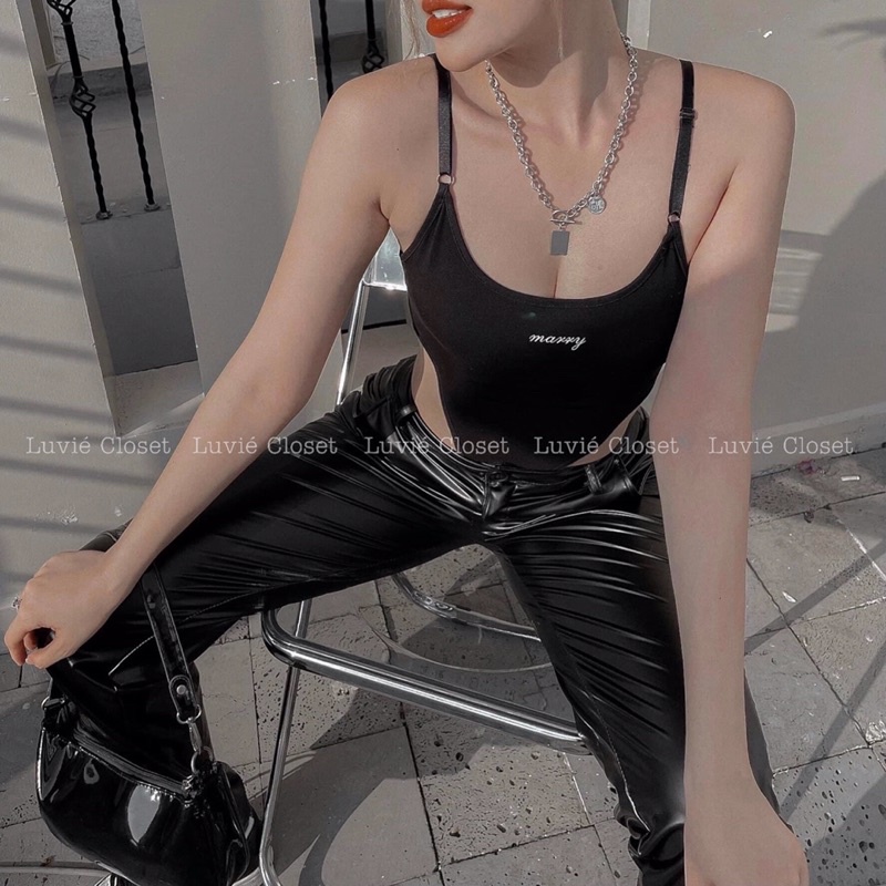 Áo liền thân, Bodysuit hai dây ôm body khoét eo sexy gợi cảm tôn dáng nữ