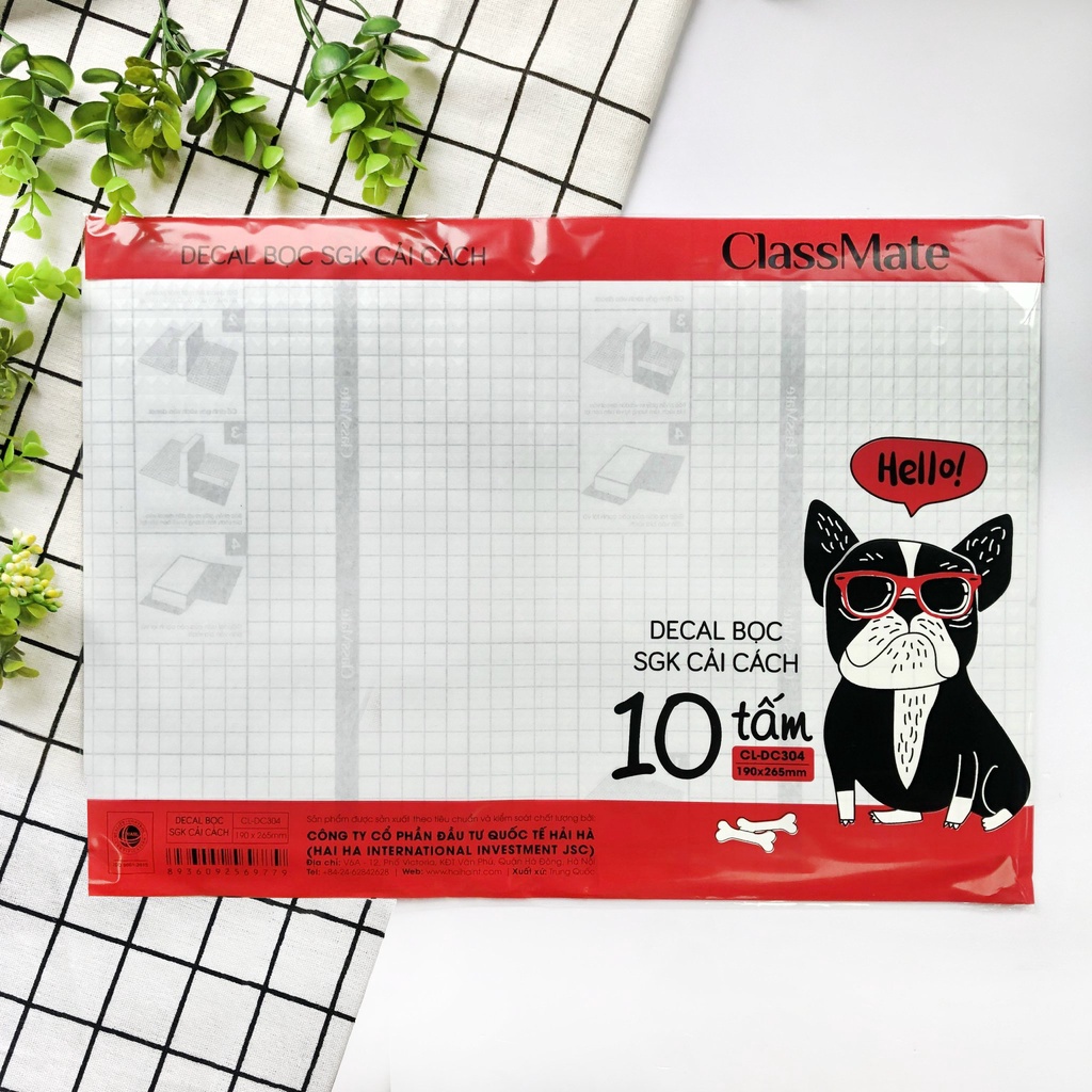 Decal bọc sách, bọc vở cấp 1 Hải Hà Classmate 10c DC315, DC314, Bọc sách giáo khoa mẫu mới, bọc Decan - Soleil Home