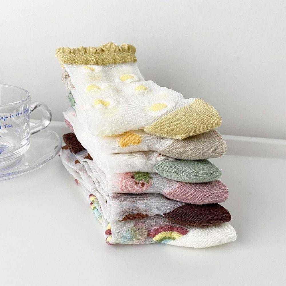 Vớ Lưới Cổ Vừa Trong Suốt Họa Tiết Dâu Tây Dễ Thương Thời Trang Mùa Hè Cho Bé Gái