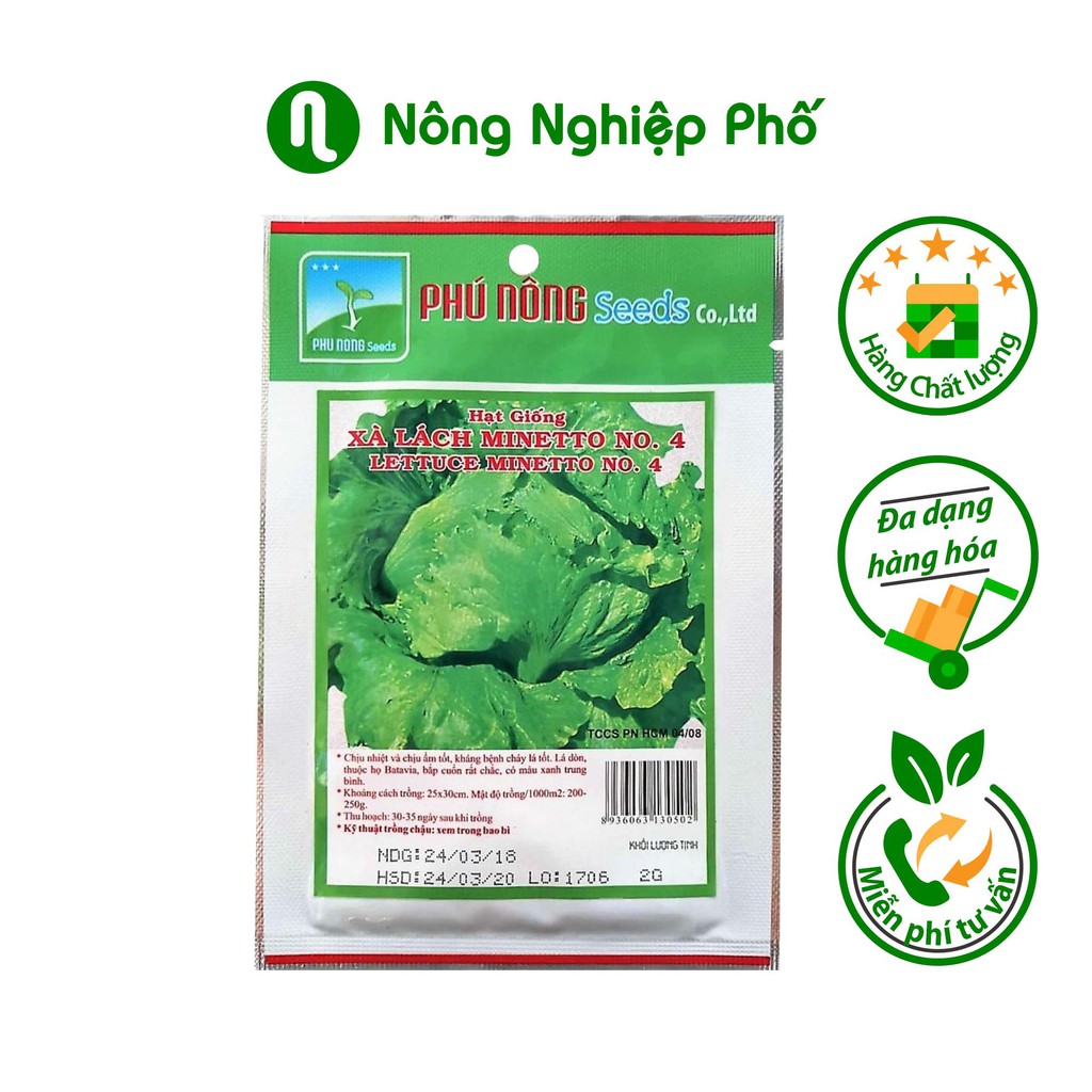 Hạt giống xà lách Minetto Phú Nông - Gói 2 gram