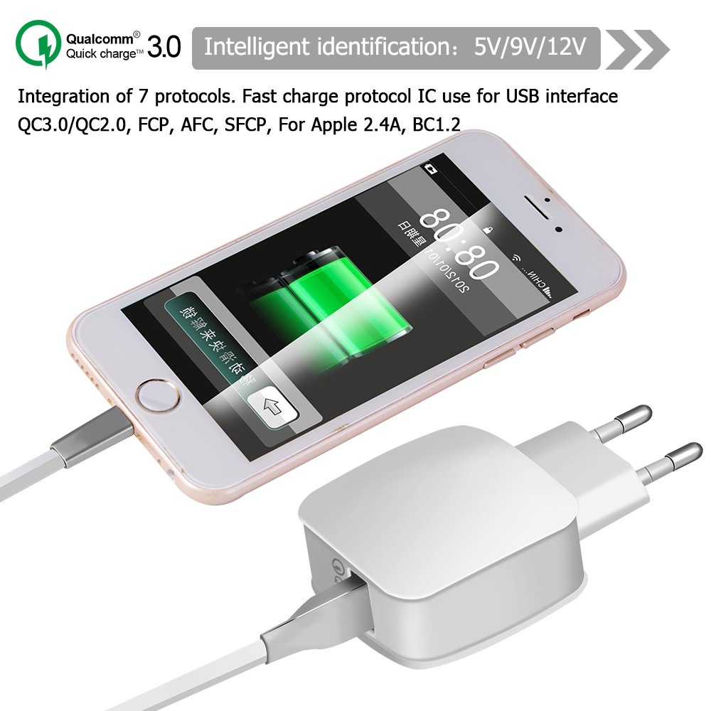 Cốc Sạc Nhanh Qc 3.0 Usb Cho Iphone 6 7 8 X Xs Max Xr Ipad Mini 3 4 5 Samsung S8 S9 Htc