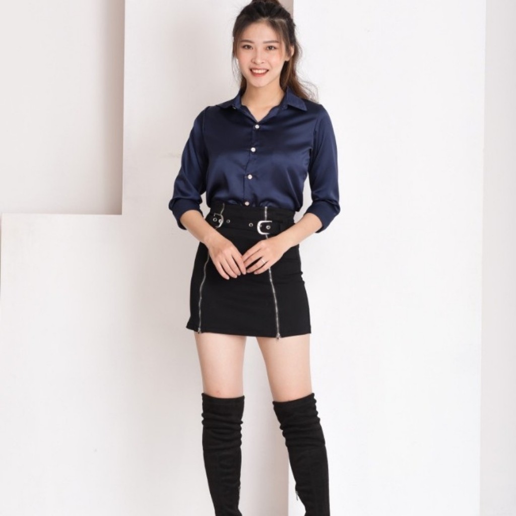 Áo sơ mi lụa nữ trơn dài tay mềm mại thời trang công sở giá rẻ màu trắng,đen,ghi,nâu,xanh DUMISA ASM01 | BigBuy360 - bigbuy360.vn