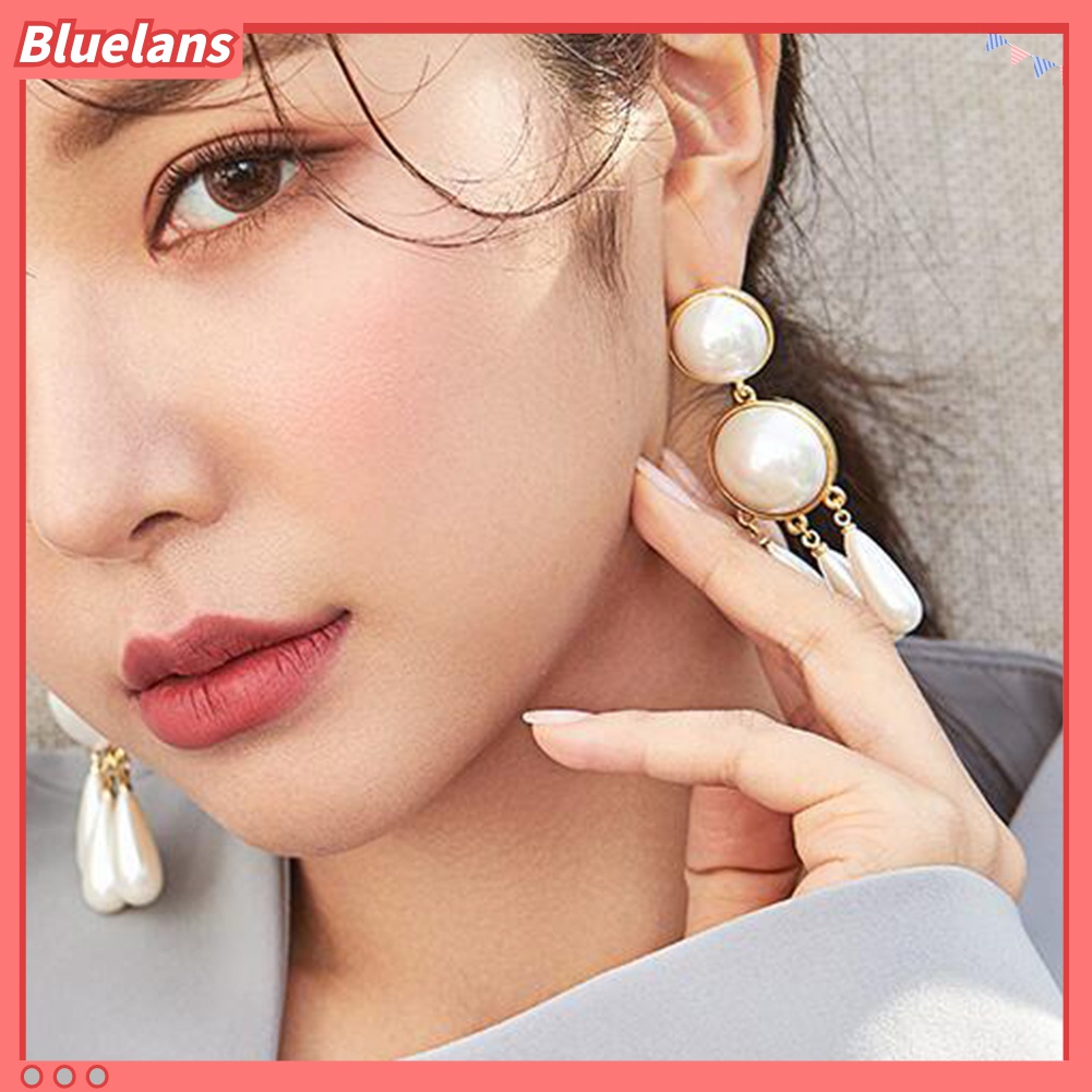 Đôi Bông Tai Hình Giọt Nước Đính Ngọc Trai Giả Thời Trang Cho Nữ