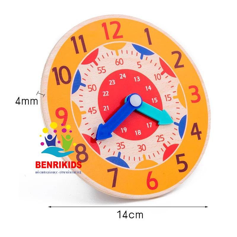 Đồng Hồ Gỗ, Đồ Chơi Mini Học  Giờ Phút
