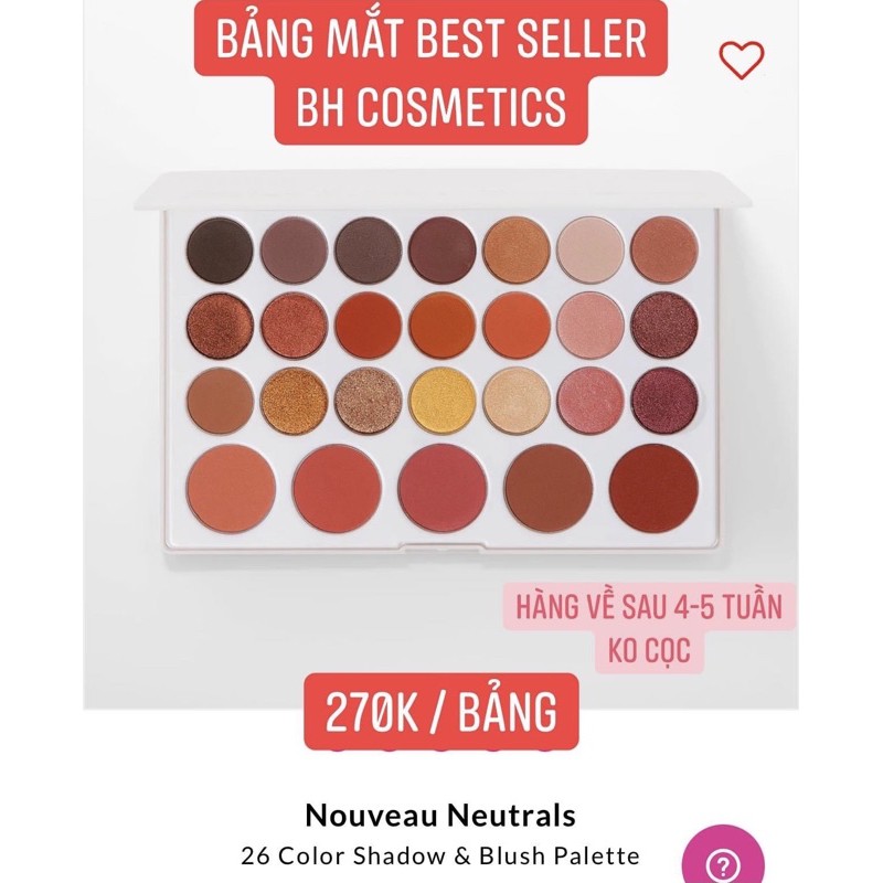 BẢNG MẮT BH COSMETICS CÓ SẲN