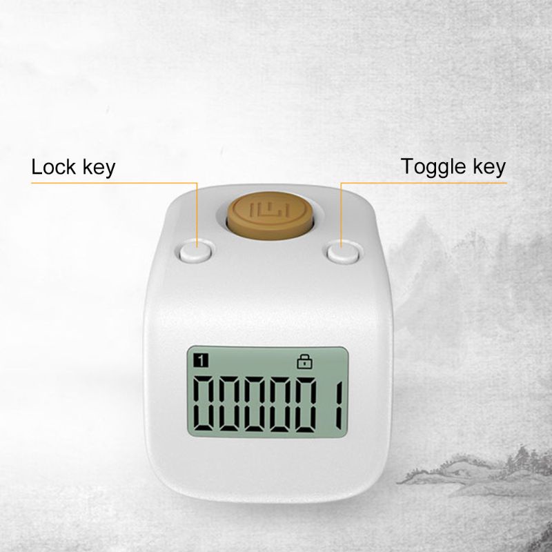 Máy đếm số kỹ thuật số LCD 6 chữ số đeo ngón tay mini có thể sạc lại