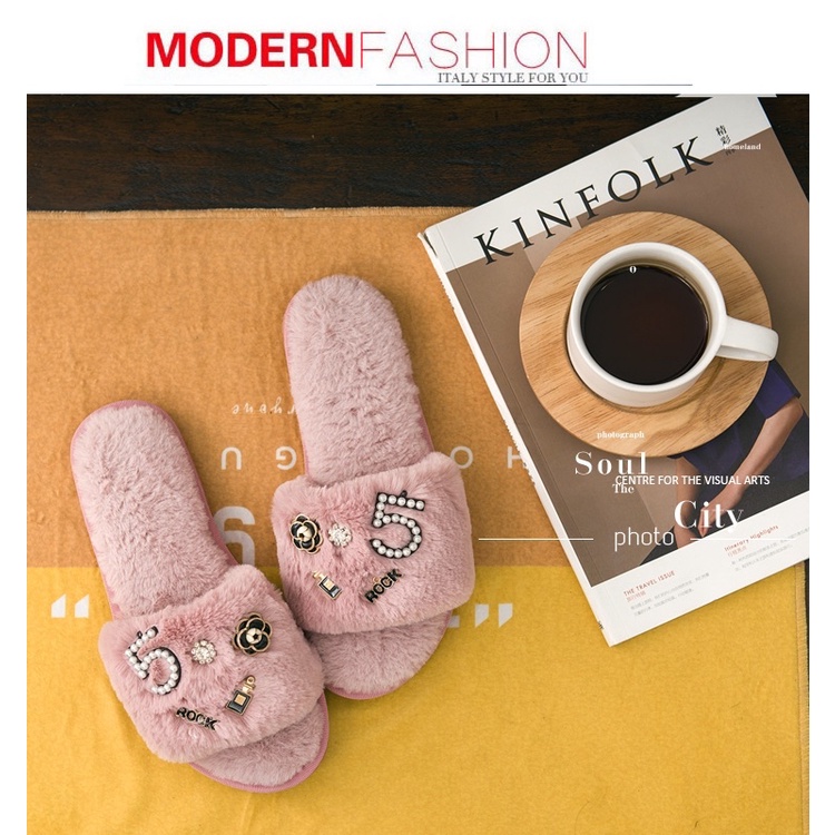 Dép lông mang trong nhà cho nữ
