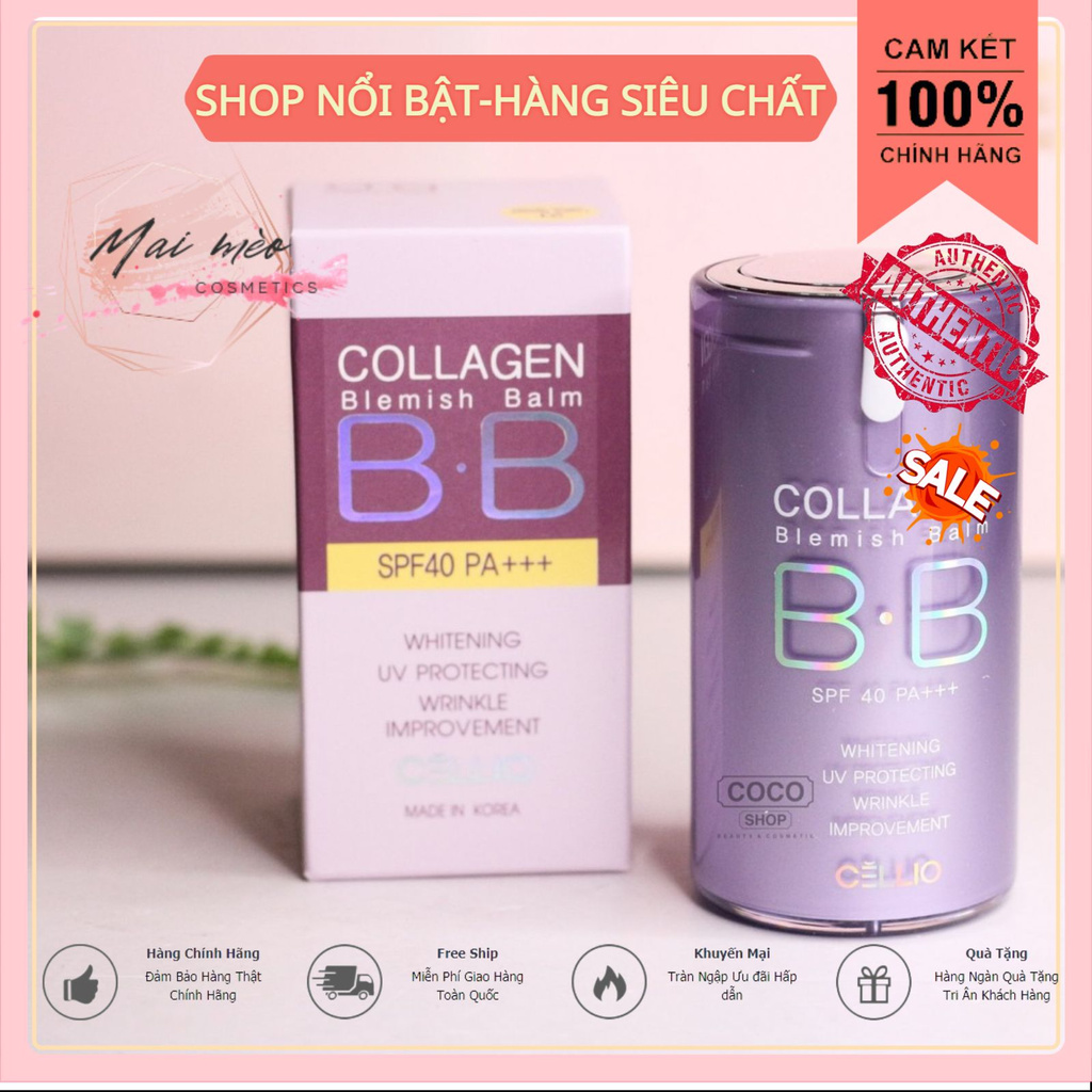 Kem nền Cellio Collagen Blemish Balm B.B SPF 40 PA+++