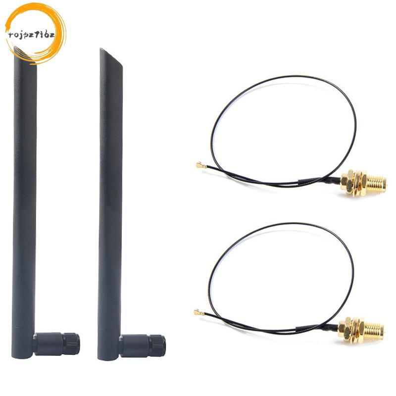 Ăng-ten WiFi không dây 6Dbi băng tần kép RP-SMA + MHF4 Cáp đuôi lợn cho AX200 AC9260 NGFF M.2 Thẻ kh