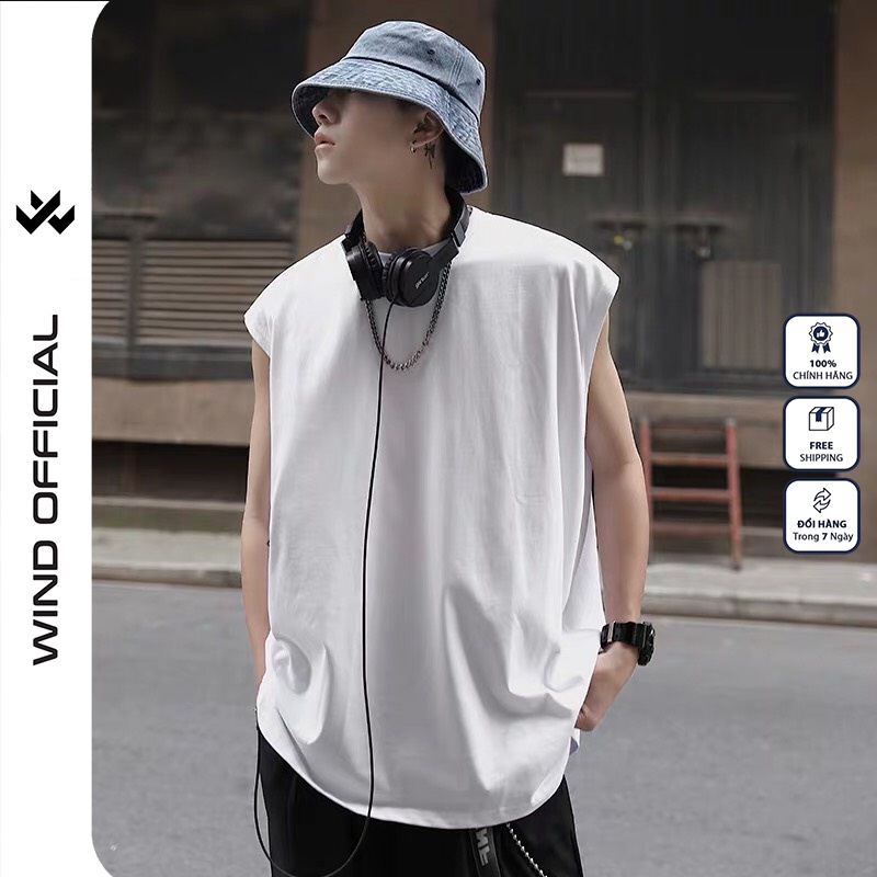 Áo thun ba lỗ WIND unisex form rộng sát nách cotton Trơn thời trang nam nữ oversize