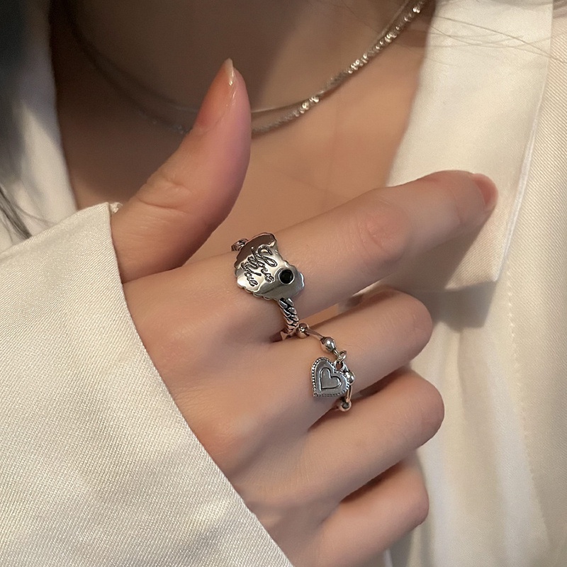 Nhẫn Bạc Thời Trang Hình Trái Tim/Chữ You Cho Nữ