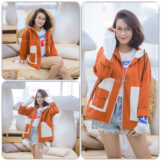 Áo khoác kaki túi trắng | BigBuy360 - bigbuy360.vn