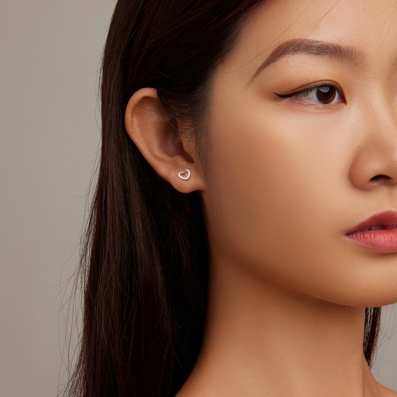 BAMOER Bông Tai Bạc 925 HìNh TráI Tim ThờI Trang