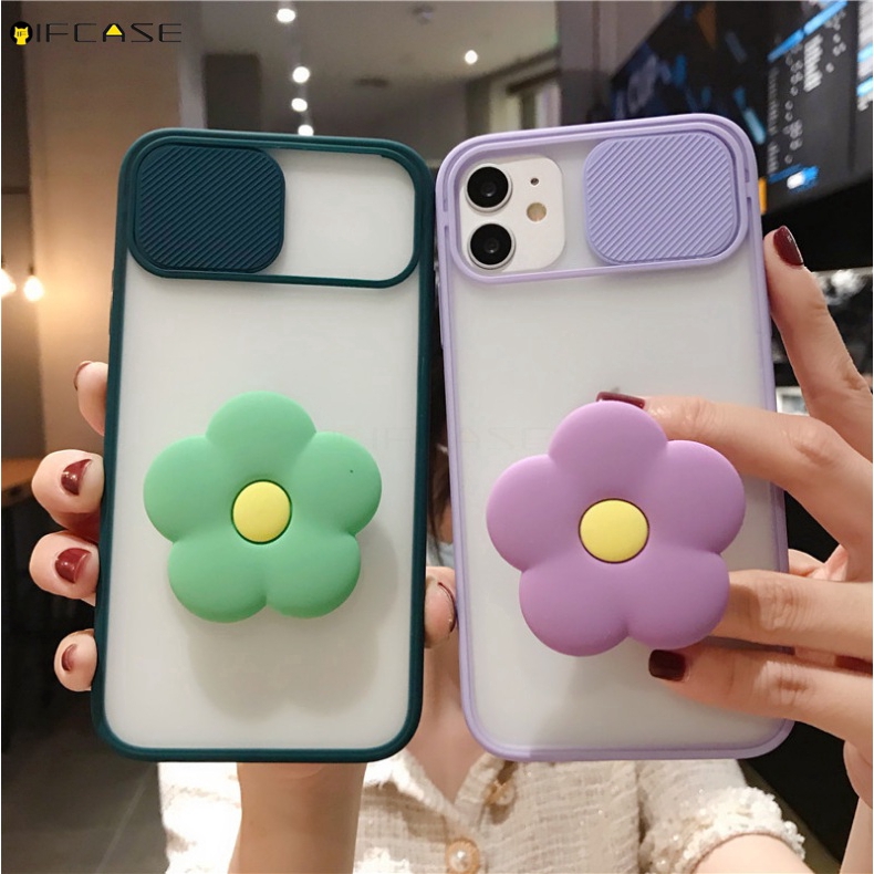 Ốp Điện Thoại Lì Nắp Trượt Bảo Vệ Camera Trong Suốt Có Giá Đỡ Chống Sốc Cho iPhone 11 Pro Max XS Max XR X 7 8 6 6s Plus
